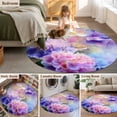 thumbnail image 5 of Round Rugs 3.3Ft, Pink Purple Floral Round Area Rug Washable Indoor Throw Carpet, Spring Hydrangea Flower Fantasy Botanical Soft Non Slip Circle Rug for Laundry Room Patio Home Decor Aesthetic, 5 of 8