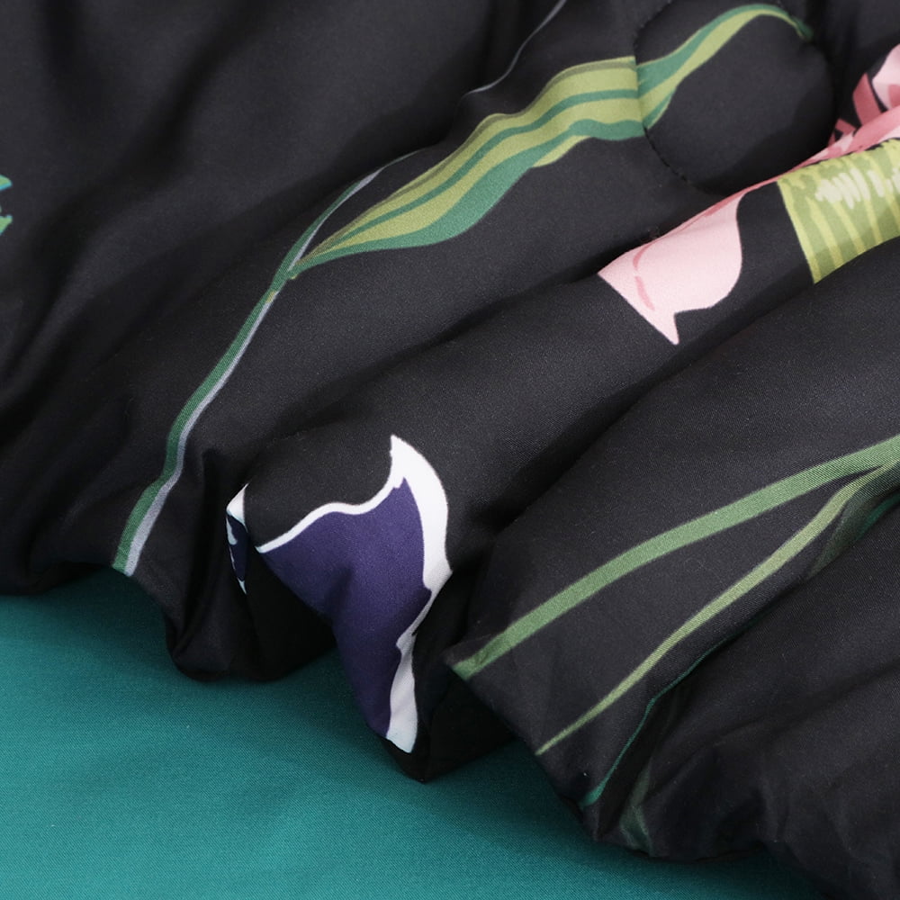 Wajade Colorful Floral Comforter Set 7 Piece Bed in a Bag Black Comforter Sets (1 Comforter, 2 Pillow Shams, 1 Flat Sheet, 1 Fitted Sheet, 2 Pillowcases, King Size)