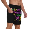 thumbnail image 2 of Kdxio Mardi Gras With Flamingo Print Men'S Swim Trunks With Compression Liner 7 Inch Inseam Quick Dry Swim Shorts, 2 of 7