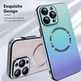 thumbnail image 3 of Compatible with iPhone 14 Pro Max Case (Support for Magsafe) Magnetic Gradient Case with Wireless Charger, Gradient Glass Back Cover with Lens Screen Protector Cover for Girls Women -Blue, 3 of 12