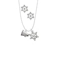 thumbnail image 2 of Delight Jewelry Silvertone Small Megaphone Silver tone Snowflake Charm Necklace and Stud Earrings, 2 of 4