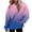 Blue, variant on Wang6 Plus Size Hoodies Dress for Womens Loose Fit Gradient Hooded Pullovers Sweatshirts Trendy Drawstrings Fall Long Sleeve V Neck Tops with Pocket Purple XL