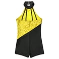 thumbnail image 6 of TiaoBug Kids Girls Sequin Jazz Dance Outfit Sleeveless Short Biketard Gymnastics Leotard with Sequin Hat Yellow&Black 14, 6 of 7