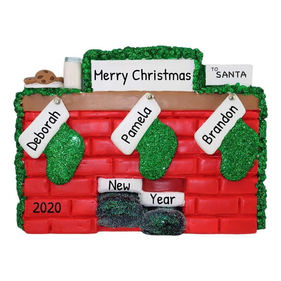 Personalized Family of 3 Christmas Tree Ornament 2024 - Custom Christmas Stockings Ornament Keepsake