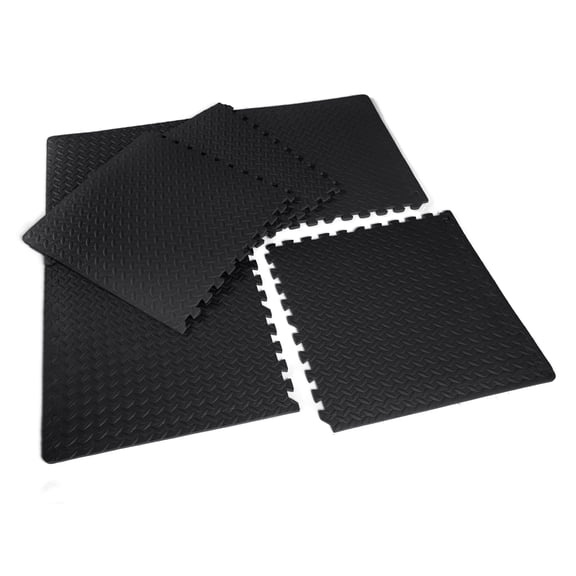 CAP Barbell 1/2" Thick High Density 66"x43" Puzzle Black Exercise Mat 6-Piece Flooring Set