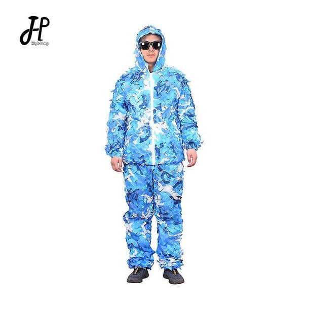 Trajes Ghillie de camuflaje militar, malla transpirable + ropa de francotirador de hojas verdes para caza forestal, trajes Ghillie de francotirador