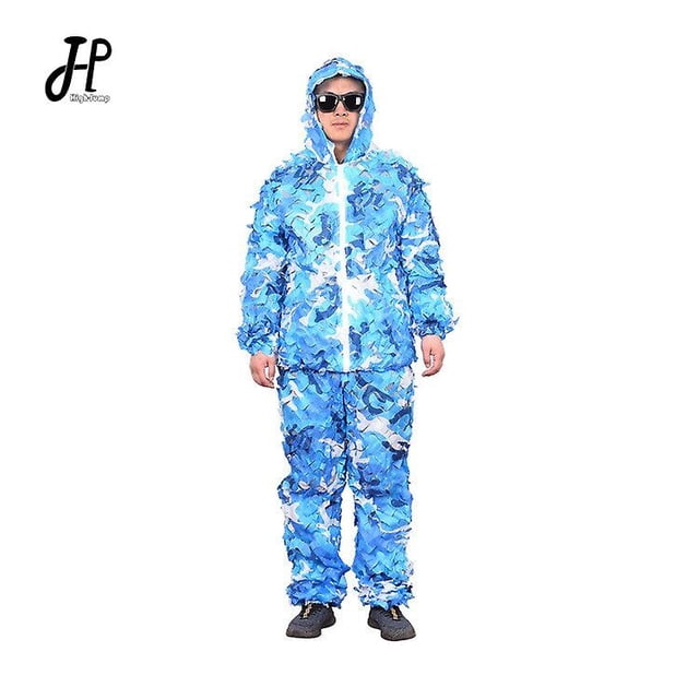 Trajes Ghillie de camuflaje militar, malla transpirable + ropa de francotirador de hojas verdes para caza forestal, trajes Ghillie de francotirador