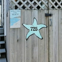 12 in. Starfish Coastal Wooden House Number Sign Decor