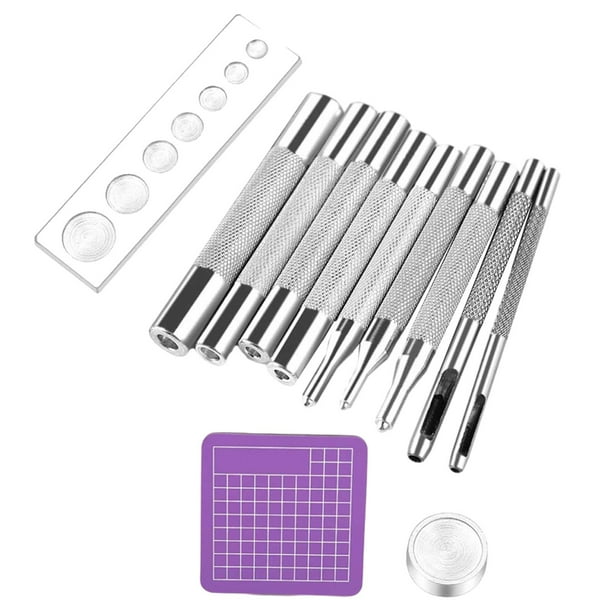 Tnarru 12 Pieces Leather Rivets Setter Leather Punch Tools Rivet Fixing Round Base Rivet Installation Set for Watch Bands Bag Making