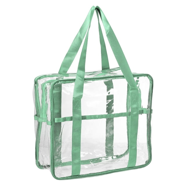 Bolsa de aseo transparente impermeable bolsa de mano transparente para mujer bolsa de maquillaje con cremallera de PVC verde
