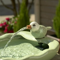 Smart Solar Black Clay Ceramic Bird Solar Fountain