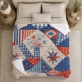 thumbnail image 5 of Patriotic 4Th Of July Patchwork Stars Stripes, Cozy Friendship Quote Scene, Warm Flannel Blanket for Living Room and Reading Nook, Art Lovers Friendship Gift, Artistic Home Decor, 5 of 9