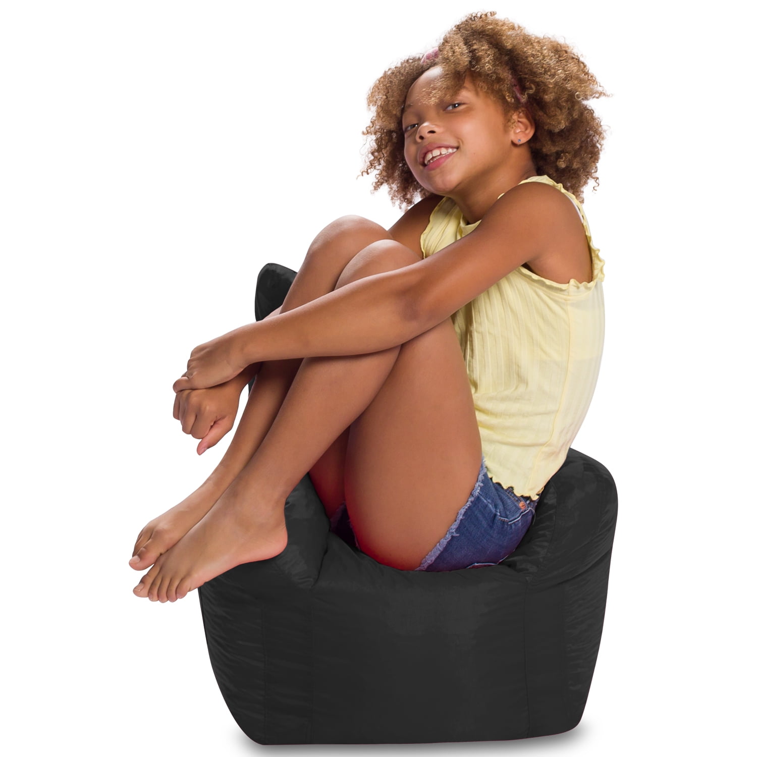 Posh Creations Pasadena Bean Bag Chair, Kids, 1.8 ft, Black