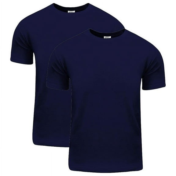 2 Pack Shaka Wear Men's Active Comfort Cotton Short Sleeve Crew Neck T-Shirt - Navy Blue - Medium