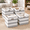 Gray/White-11"x11"x11", variant on Gray/White 13"x13"x13" Linen Stripe Storage Cubes, Pack of 4 for Home Organizing