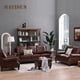 thumbnail image 2 of Leather First Layer Cowhide Solid Wood Sofa Combination Light Luxury Canape Living Room Small Apartment Classic Retro Couch My Lux Decor Round, 2 of 11