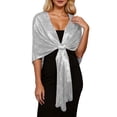 thumbnail image 2 of EliteGoogv Womens Formal Evening Dress Shawl Bridal Bridesmaid Wedding Party Cover Up Wrap Scarf Ball Gown Accessory Half Neck Formal Apparel,Silver,One Size, 2 of 4