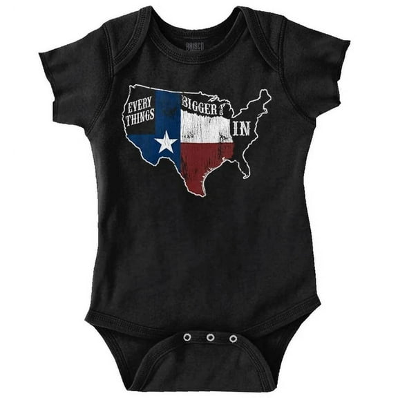 Baby Bodysuit BELLA CANVAS Everythings Bigger In Tx Map Texas State Flag Souvenir Romper Bodysuit