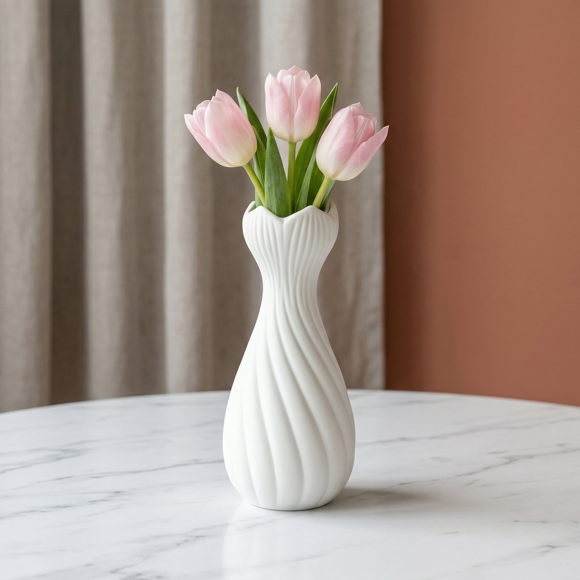 Unique Bargains Slim Ceramic Bud Decorative Vases for Desktop White 2"L x 2"W x 7.1"H