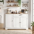 thumbnail image 5 of Coffee Bar Cabinet, Gizoon Wooden Kitchen Cabinet Storage, White and Rustic Sideboard Buffet for Dining Room & Pantry, 5 of 9