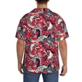 thumbnail image 3 of Lsque Rooster Head print Men's Cuban Collar Short Sleeve Shirt Summer Beachwear Casual Button Down Fashionable Vacation Leisure Shirt-Large, 3 of 7