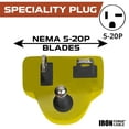 thumbnail image 4 of Iron Forge Cable 10 Ft Extension Cord - Nema 5-20 Extension Cord, 5-20P to 5-20R Lighted Yellow SJTW 12 Gauge Electric Cable, 20 Amp Heavy Duty, 4 of 5