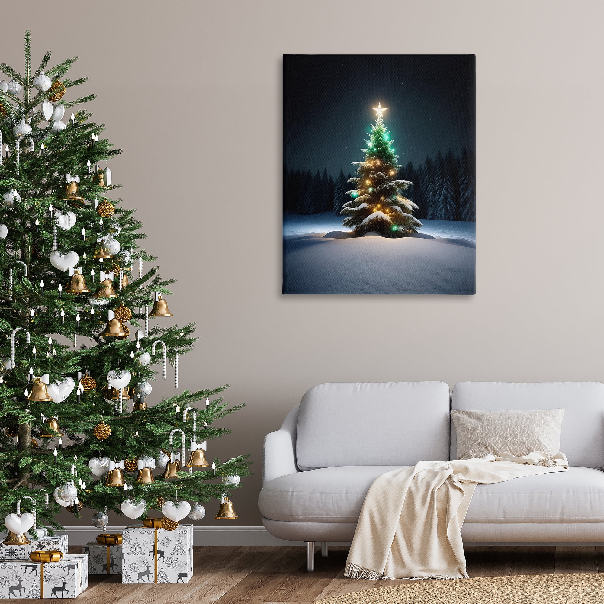 Stupell Industries Clear Night Snowy Tree Holiday Photography Gallery Wrapped Canvas Art Prints Wall Art, 36 x 48