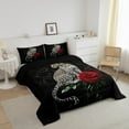 thumbnail image 3 of Erosebridal 3D Leopard Cheepah Bedding Sets Queen with Comforter, Red Rose Duvet Insert, Jungle Animal Decor, Reversible 3 Pieces, 3 of 7