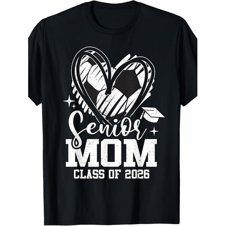 Women's Soccer Senior Mom 2026 Heart Graphic T-Shirt