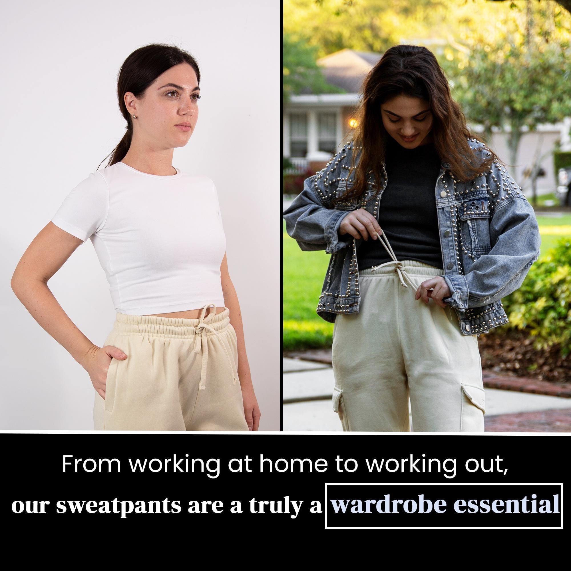 [2 Pack] Women's Sweatpants Cargo Jogger Soft Fleece Adjustable Pants, Sizes S - 2XL