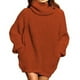 thumbnail image 1 of Vestido suéter de cuello alto Vestido jersey de manga larga Suéter de color puro de gran tamaño para mujer Rojo pardusco M, 1 of 6
