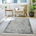 thumbnail image 2 of Ottomanson Machine Washable Cotton 4x6 Flatweave Area Rug for Living Room, 4' x 6', Gray/Blue Floral, 2 of 4