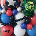 thumbnail image 2 of 41 piezas de globos de cumpleaños de Los Vengadores, juego de fiesta con temática de anime de dibujos animados, decoraciones de globos para niños, arreglo de escena de pared de fondo, 2 of 4