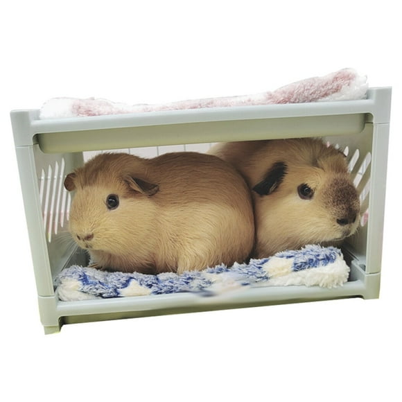 Guinea Pig Bunk Bed: Detachable Hamster Hideout Small Animal Bed with Mat & Blanket