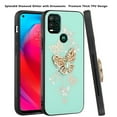 thumbnail image 4 of For Apple iPhone 14 (6.1") 3D Diamond Bling Sparkly Glitter Ornaments Engraving Hybrid Armor Metal Fashion Cover ,Xpm Phone Case [ Teal Garden Butterflies ], 4 of 7