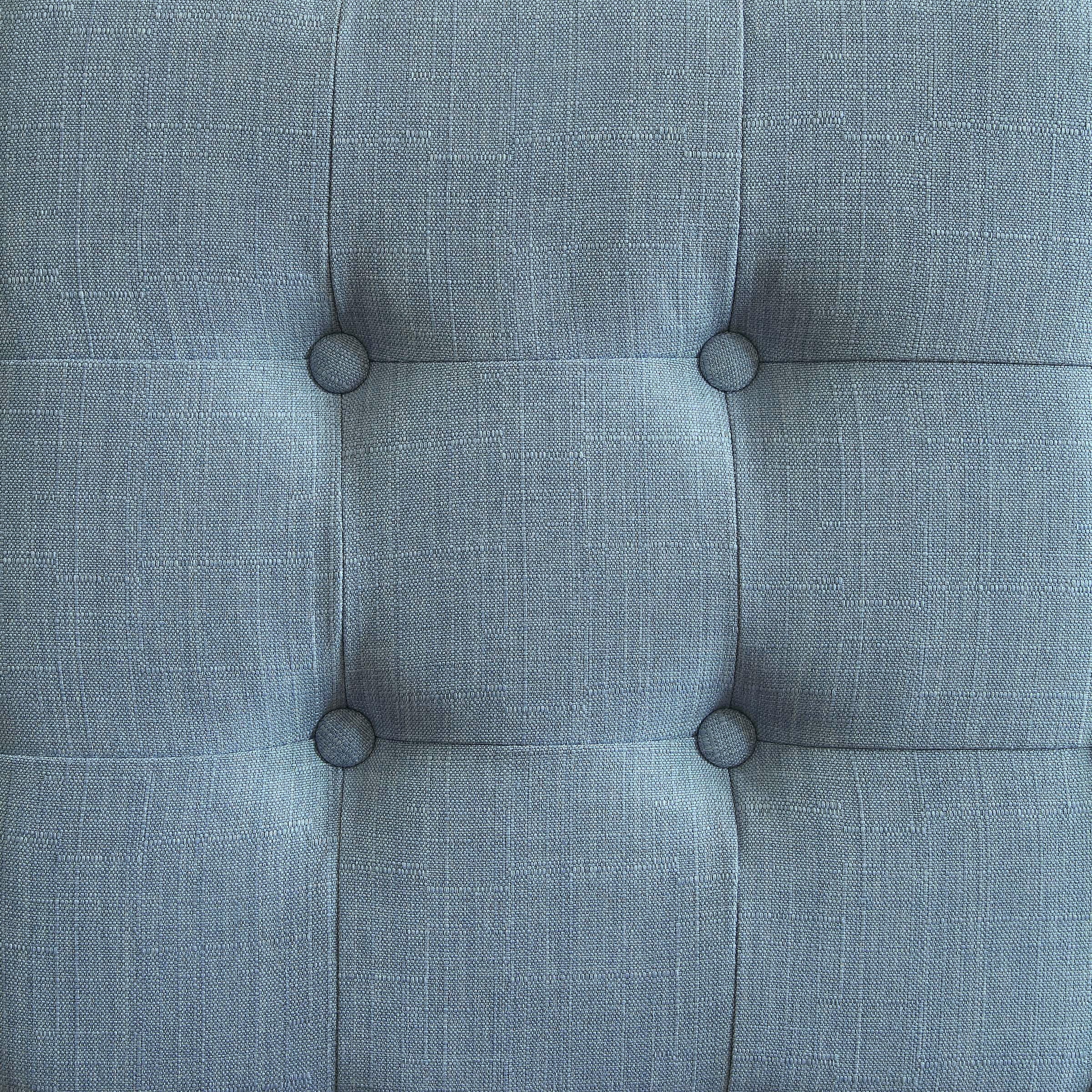 Elle Decor Aria Tufted Upholstered Ottoman Foot Rest Stool, French Blue