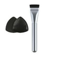 thumbnail image 1 of Set de brocha y borla de polvos triangular - Polvos no comestibles, cabeza plana, portátil - Aplicación de base de maquillaje/corrector, 1 of 8
