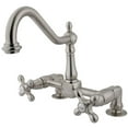 thumbnail image 2 of Kingston Brass KS1148AX Double Handle 8 in. Bridge Deck Mount Kitchen Faucet, 2 of 2