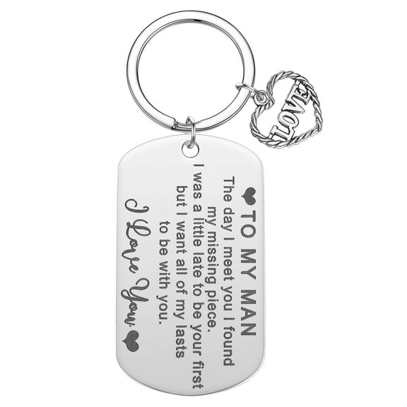 TO MY MAN Lovers Keychain Stainless Steel Pendant Husband Boyfriend Valentines Day Gift Key Chain I Love You Heart Keyring