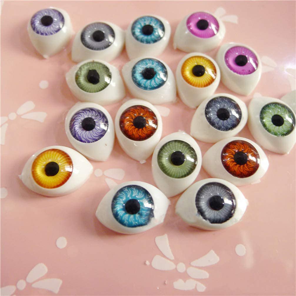 Lot De 100 Yeux Ovales En Résine Pour Poupées, Peluches - 12x16 Mm, Couleurs Mélangées, Projets DIY