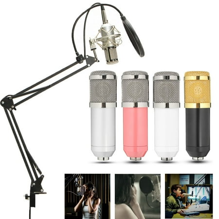 BM-800 Studio Broadcasting Recording Condenser Microphone Mic Kits Include Adjustable Mic Suspension Scissor Arm, Shock Mount, Double-layer Filter and Sponge Cover Mic