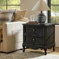 thumbnail image 2 of Wooden Black End Table with Charging Station Space 2 Drawers Table Living Room, 2 of 8