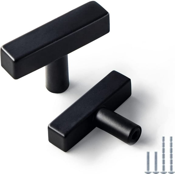 Zoizocp Black Cabinet Knobs Kitchen Cabinet Handles Single Hole Knobs 6 Pack Square Drawer Pulls Cabinet Hardware Stainless Steel Dresser knobs