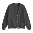 thumbnail image 4 of lcziwo Cardigan Sweatshirt for Women Lightweight Button Down V Neck Jackets with Pockets Drop Shoulder Winter Sweatshirts 2026 Dark Gray,S, 4 of 7