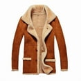 thumbnail image 2 of oelaio Big and Tall Jackets for Men Faux Suede Trench Coat Sherpa Lined Long Jacket Warm Winter Overcoat with Pockets Yellow M, 2 of 4