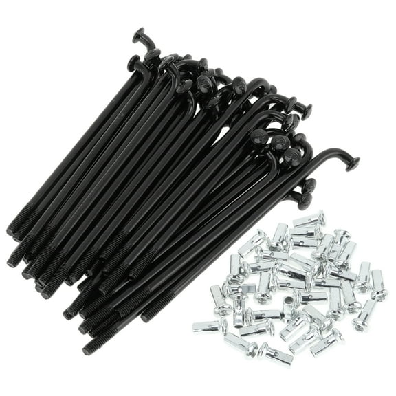 Unique Bargains 1Set Universal Bicycle Spokes 12G Bike Wheel Spokes Nipple Carbon Steel Black-69mm
