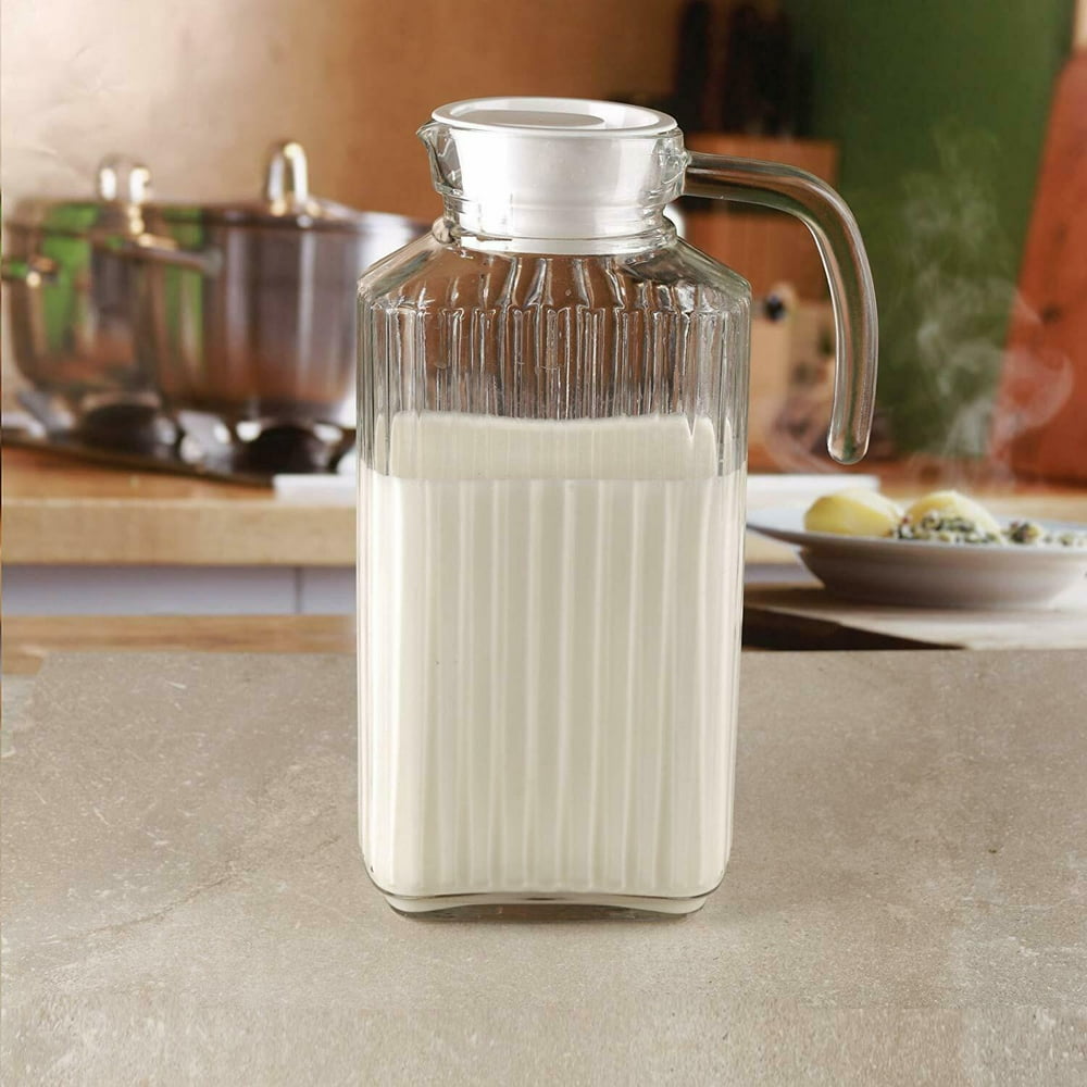 Glass Pitchers With Lid And Spout Fridge Sleek Design Water Pitcher