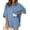 Lake Blue, variant on Ekouaer Waffle Knit Lounge Sets for Women Short Sleeve Pajamas Button Down Pjs Oversized Loungewear Shorts Set