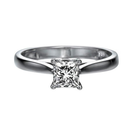 - Princess Cut Moissanite Engagement Ring Charles & Colvard Forever One 5.5MM (1ct DEW) 14k White Gold Classic Solitaire