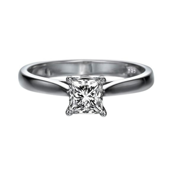 Princess Cut Moissanite Engagement Ring Charles & Colvard Forever One 5.5MM (1ct DEW) 14k White Gold Classic Solitaire